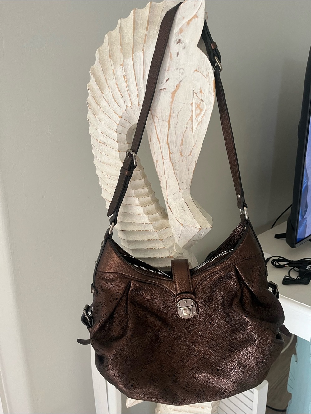 Louis Vuitton metallic Mahina  Leather Shoulder/ crossbody  Bag